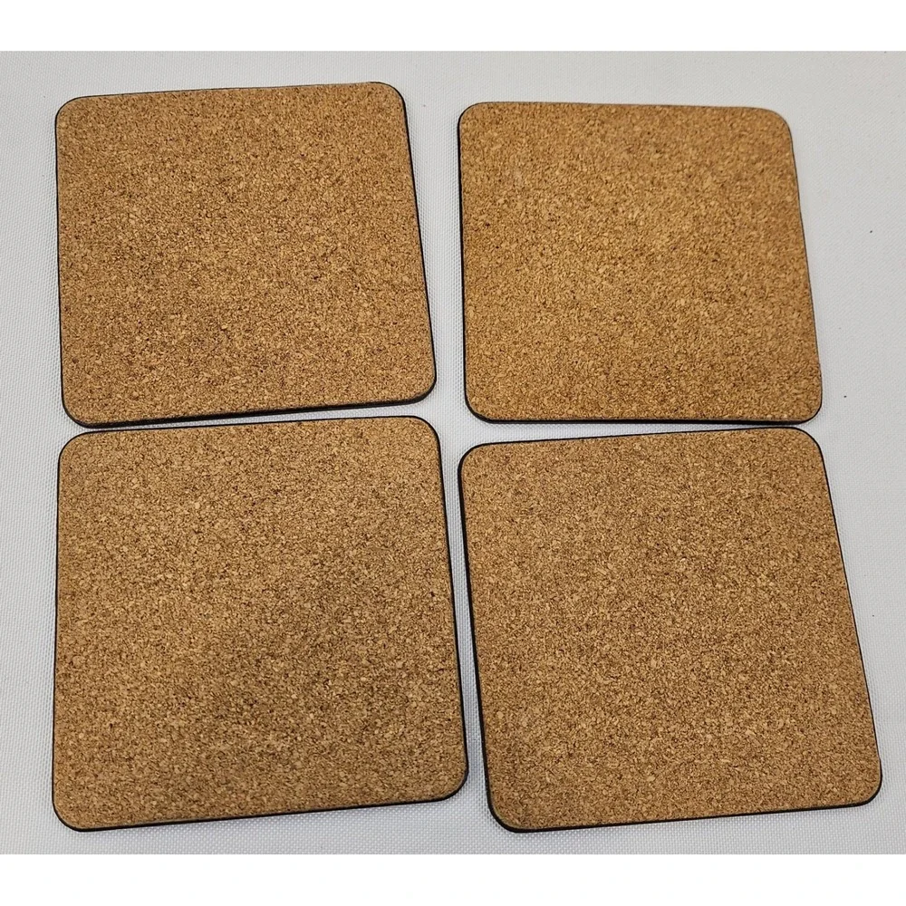 MacKenzie-Childs Set of 4 Collage Patchwork Cork Back Coasters Pink‎ Polka Dot